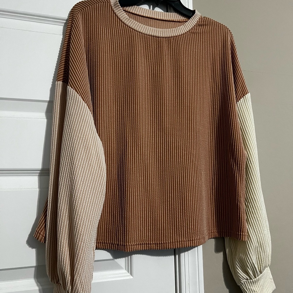 Striped Brown and Cream Women's Top